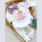Bộ Liền Thân Sơ Sinh Thêu Tên Bé Gái Có Bao Tay, Bao Chân Lật - BT002