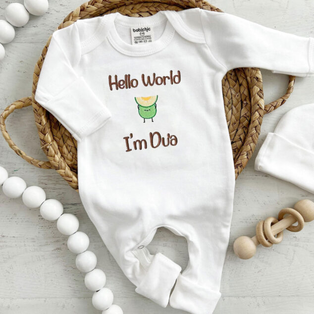 Bộ Liền Thân Trẻ Sơ Sinh Thêu Tên Bé Trai Có Bao Tay, Bao Chân Lật - BT018