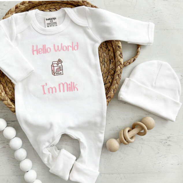 Bộ Liền Thân Sơ Sinh Thêu Tên Bé Gái Có Bao Tay, Bao Chân Lật - BT029