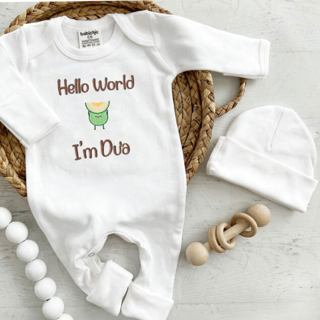 Bộ Liền Thân Trẻ Sơ Sinh Thêu Tên Bé Trai Có Bao Tay, Bao Chân Lật - BT018