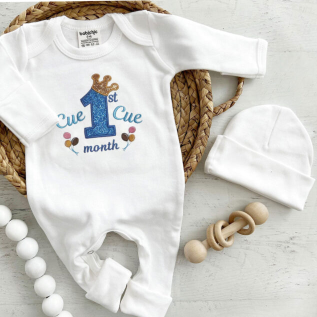 Bộ Liền Thân Trẻ Sơ Sinh Thêu Tên Bé Trai Có Bao Tay, Bao Chân Lật - BT044