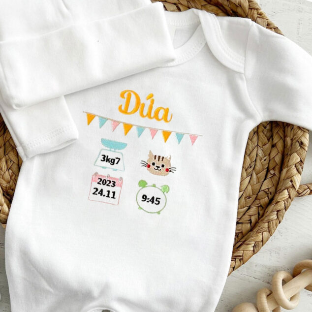 Bộ Liền Thân Trẻ Sơ Sinh Thêu Tên Bé Trai Có Bao Tay, Bao Chân Lật - BT024