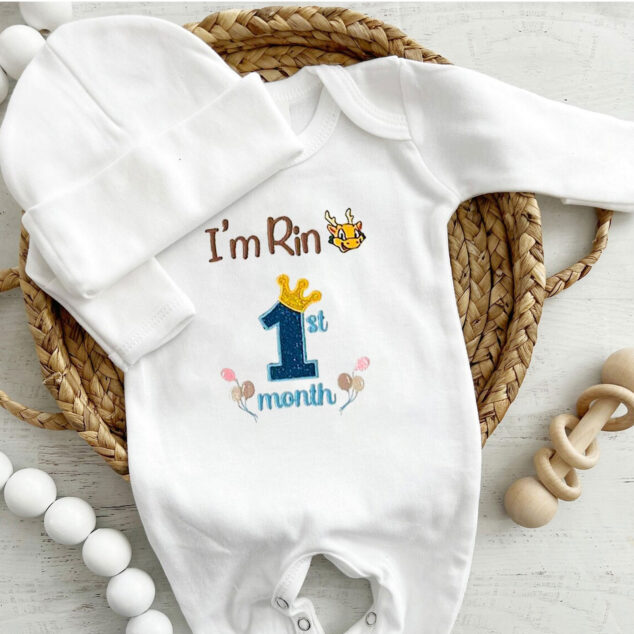 Bộ Liền Thân Trẻ Sơ Sinh Thêu Tên Bé Trai Có Bao Tay, Bao Chân Lật - BT020