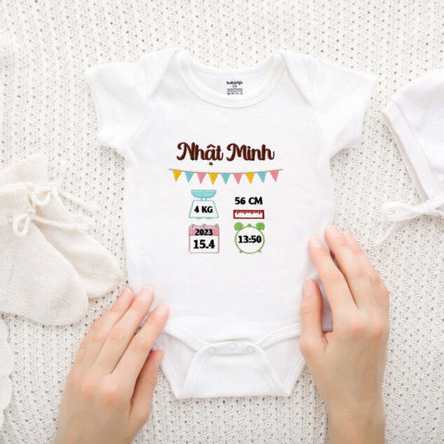Bodysuit Sơ Sinh Thêu Tên Cho Bé Trai - OT005